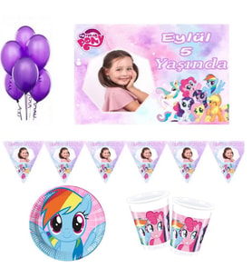 8 Kişilik Pony Afiş Hediyeli Doğum Günü Süsleri Parti Seti-