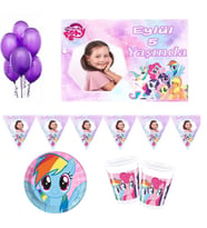 8 Kişilik Pony Afiş Hediyeli Doğum Günü Süsleri Parti Seti-