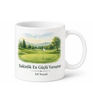 Golfçüye Hediye Yeşil Saha Delik ve Bayrak Çizimli Sakinlik Kupa Bardak