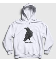 Presmono Unisex Beyaz Raven Kuzgun Kapüşonlu Sweatshirt 353441tt