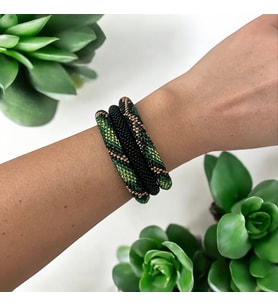 Chibeads Yeşil Leopar Desenli Üçlü Kadın Elemeği Bileklik