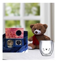 Peluş ayıcık ve istiridye içinde gerçek inci kolye Kedi Çidarlı Bardak