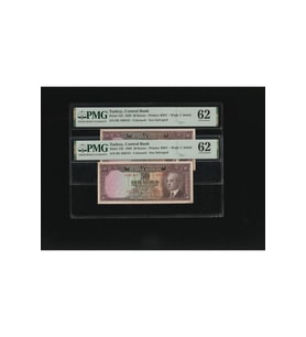 PMG 62 UNC ÇİL İnönü Batan Gemi 50 Kuruş P 133 1930 S/N B3 450543/44 2. EMS