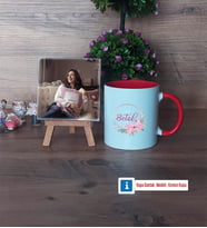 İsme Özel İsim Yazılı Fotoğraflı Dekoratif Taş, Kupa Bardak Beyaz Hediye (Model 2)