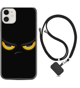 Apple iPhone 11 12 13 Mini Kılıf Boyun Askılı Silikon Black Eyes 1644
