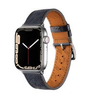 Apple Watch 38mm Kordon Diagonal Hermes Deri Kordon (Lacivert)