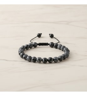 Karlı Obsidyen 6mm Merdiven Kapama Doğal Taş Bileklik