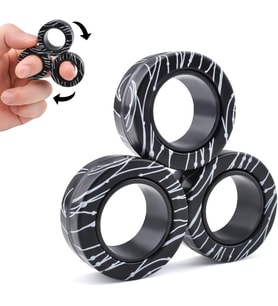 Manyetik halkalar, 3 adet Fidget Spinners, ADHD anksiyete stree rölyef, mıknatıslı, yüzük seti, doğum günü hediyesi, 3-6 ila 8 yaş arası çocuklar için oyuncaklar