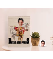 BK Gift Kişiye Özel Beyaz Atlı Prens Karikatürlü Otantik Masaüstü Ahşap Palet Çerçeve-1