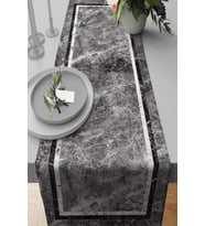 Gri Çerçeveli Desen Premium Masa Örtüsü Runner RNR240