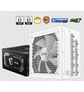 Mag A1000Gl Pcie5 White 1000W 80+ Gold Power Supply