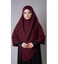 Bordo Pratik Hazır Geçmeli Tesettür Eşarp Medine İpeği Bağcıklı Çift Katlı Sufle Hijab 2302_16
