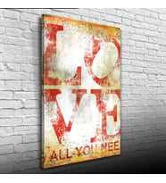 Love Poster Kırmızı Beyaz Tonlarda Kanvas Tablo 50 x 70