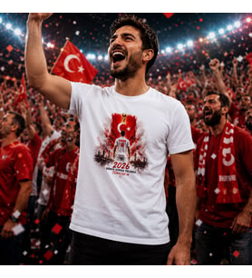BK Gift Kişiye Özel Türkiye Taraftar Temalı 2026 Dünya Kupası Tasarımlı Tişört-3, Tek Yürek Milli Takım Ruhu