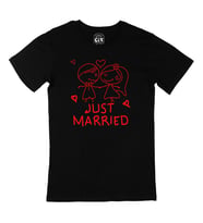 Just Married Çizimli Siyah Tişört