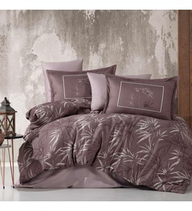 Clasy %100 Pamuk Saten Çift Kişilik Nevresim Takımı Loft V1 Kahve