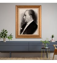 Altın Varaklı Çerçeveli Paspartulu Atatürk Tablo DC1021 (Gold)