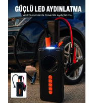 10000mah Şarjlı Araç Kompresörü Akü Takviye Cihazı Powerbank Özellikli Dijital Lastik Şişirme Pompas