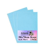 Açık Mavi Keçe 50x70 cm 2.0 mm 3 Adet Renkli Hobi Keçesi Elişi Keçesi Anasınıfı Kreş Okul Öncesi