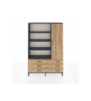 Arges Gardrop 8 Raflı 6 Çekmeceli Tek Kapaklı  132x30x195 Antrasit-Çam