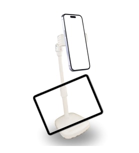Mcg® Masa Üstü Tablet ve Telefon Tutucu Plastik Aparat Beyaz Telefon Standı