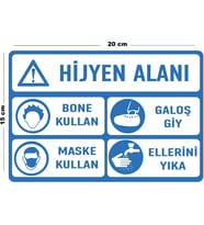 Metal Hijyen Alanı 15 Cm x 20 Cm Uyarı Levhası Yönlendirme Tabelası