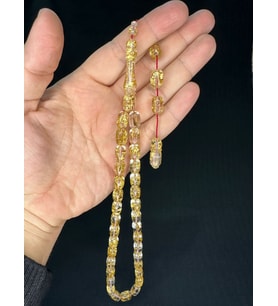ALTIN VARAKLI UÇAK CAMI TESBİH KAPSÜL KESİM 12MMX8MM ŞEFFAF RENKLİ T-744 (Çok Renkli)
