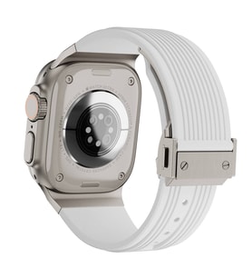 Watch 44mm Uyumlu KRD-113 Spor Görünümlü Silikon Kordon (Beyaz)