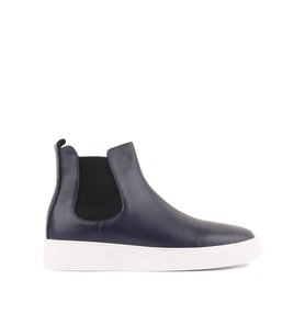 Shoetyle - Lacivert Hakiki Deri Erkek Chelsea Bot 250-041