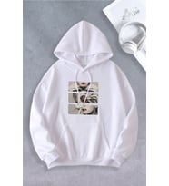Nevermind Unisex Kadın Erkek Sigara Dudak Modeli Oversize Sweatshirt (Beyaz)