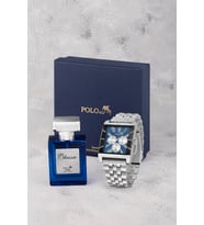 Polo Air Kare Kasa Klasik Erkek Kol Saati Ve 55 ml Parfüm Seti Gümüş Lacivert Renk ST-5017E2 (Gümüş-Lacivert)