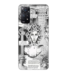 Redmi Note 11 Pro Uyumlu Medusa Kolaj Tasarımlı Şeffaf Telefon Kılıfı