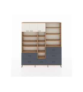 Arges Dolap 17 Raflı 6 Çekmeceli 3 Kapaklı 220x30x243 Çam-Aytaşı/Antrasit