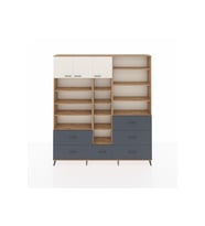 Arges Dolap 17 Raflı 6 Çekmeceli 3 Kapaklı 220x30x243 Çam-Aytaşı/Antrasit