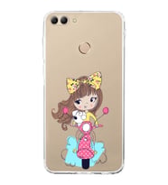 Huawei Y9 2018 Uyumlu Kamera korumalı Kapak Vespagirl Tasarımlı  Şeffaf Kılıf