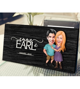 BK Gift Kişiye Özel Sevgililer Karikatürlü Kabartma Figürlü Ahşap Tablo, Duvar Dekoru, Arkadaşa Hediye, Özel Tasarım Ev Hediyesi-80 (Siyah)