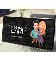 BK Gift Kişiye Özel Sevgililer Karikatürlü Kabartma Figürlü Ahşap Tablo, Duvar Dekoru, Arkadaşa Hediye, Özel Tasarım Ev Hediyesi-80 (Siyah)