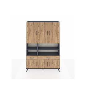 Arges Gardrop 8 Raflı 2 Çekmeceli 6 Kapaklı 132x30x195 Antrasit-Çam