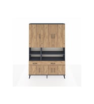 Arges Gardrop 8 Raflı 2 Çekmeceli 6 Kapaklı 132x30x195 Antrasit-Çam