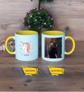 Unicorn Kupa Bardak Sarı Fotoğraflı