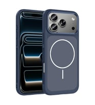 Apple iPhone 17 Pro Uyumlu Kılıf M-Safe Şarj Özellikli Metal Kamera Çerçeveli Zore Sanremo Silikon Kapak (Lacivert)