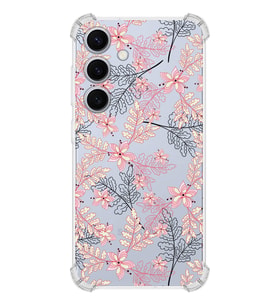 PrintiFy Samsung S24 Uyumlu Köşe Korumalı Floral Kırmızı Tasarımlı Şeffaf Silikon Kılıf