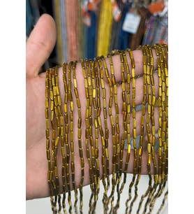 Hematit Taşı Dikdörtgen Kesim Parlak Gold 2x8mm Doğal Taş Dizi