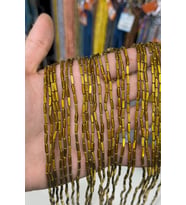 Hematit Taşı Dikdörtgen Kesim Parlak Gold 2x8mm Doğal Taş Dizi