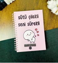 Kişiye Özel Sütü Çilekli Seni Sürekli Tasarımlı Konuşan Ajanda 2817