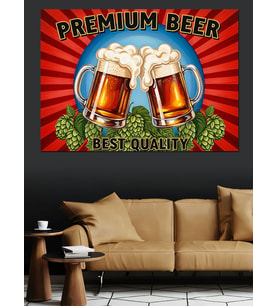 Premium Bira Bardağı Kupası Dekoratif Kanvas - Mdf Ahşap Tablo