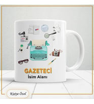 Gazetecilere Özel İsim Yazılabilir Kupa Bardak – Kişiye Özel Meslek Temalı Hediye-129