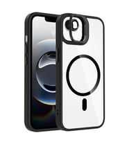 Apple iPhone 16E Uyumlu Kılıf Standlı ve Kamera Lens Hediyeli M-Safe Şarj Özellikli Zore Etro Kapak (Siyah)
