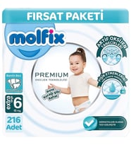 Molfix Premium 6 Beden Bebek Bezi Ultra Fırsat Paketi 54x4 216 Adet
