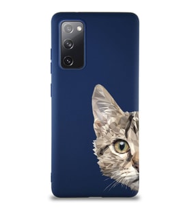 Samsung Galaxy S20 FE Soft Premier Kapak Catface Tasarımlı Silikon Kılıf - Lacivert (Şeffaf)